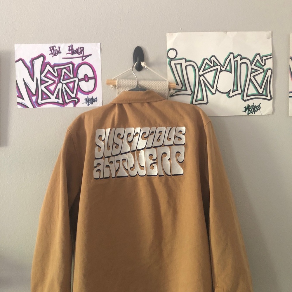 suspicious antwerp canvas jacket. extremely hard to find. lightly worn.